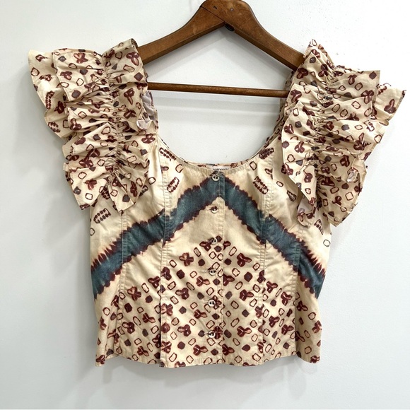 Ulla Johnson Tops - Ulla Johnson Milla Ruffled Button Up Corset Top Boho Western Coachella Size 4